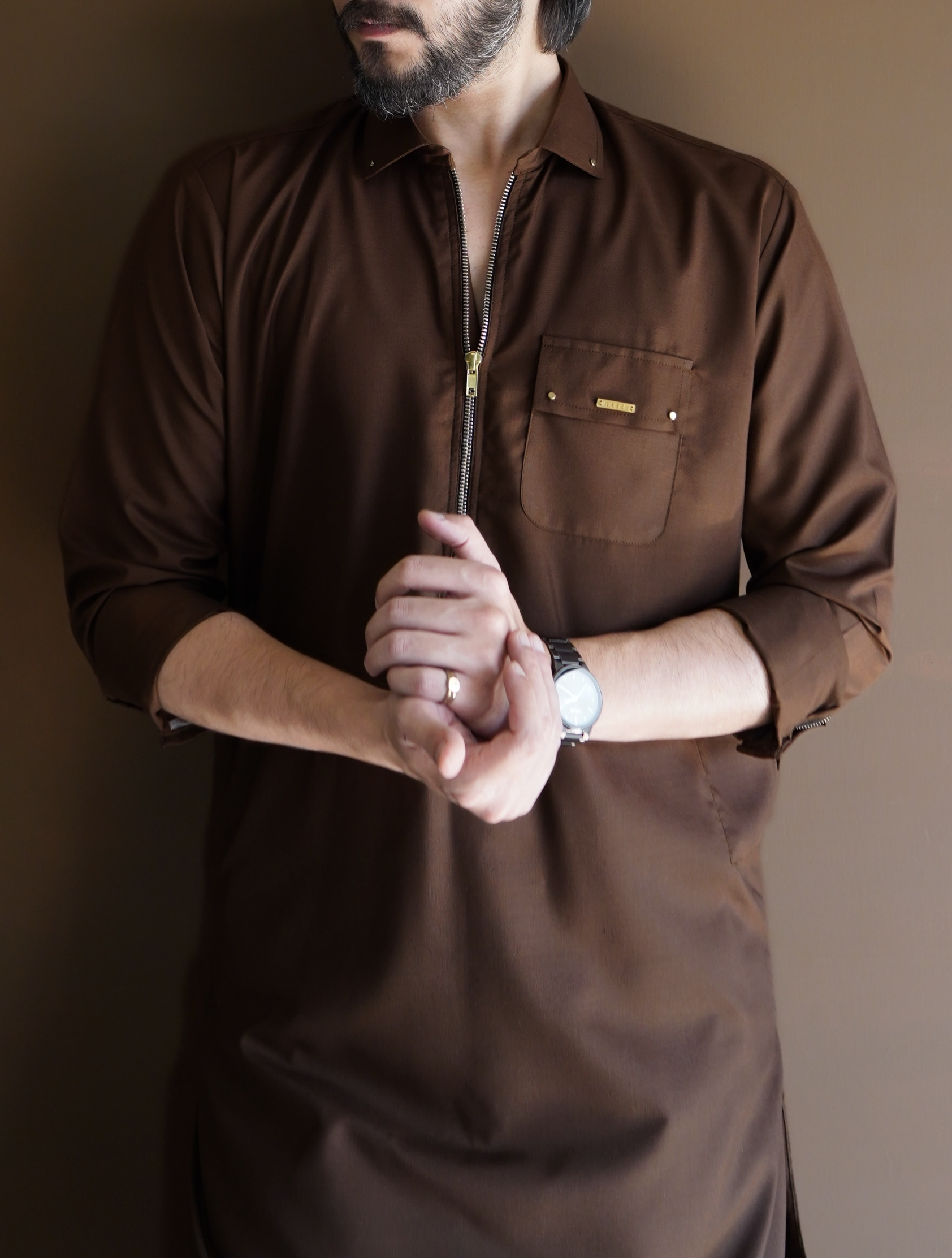 Russet Brown Kameez Shalwar