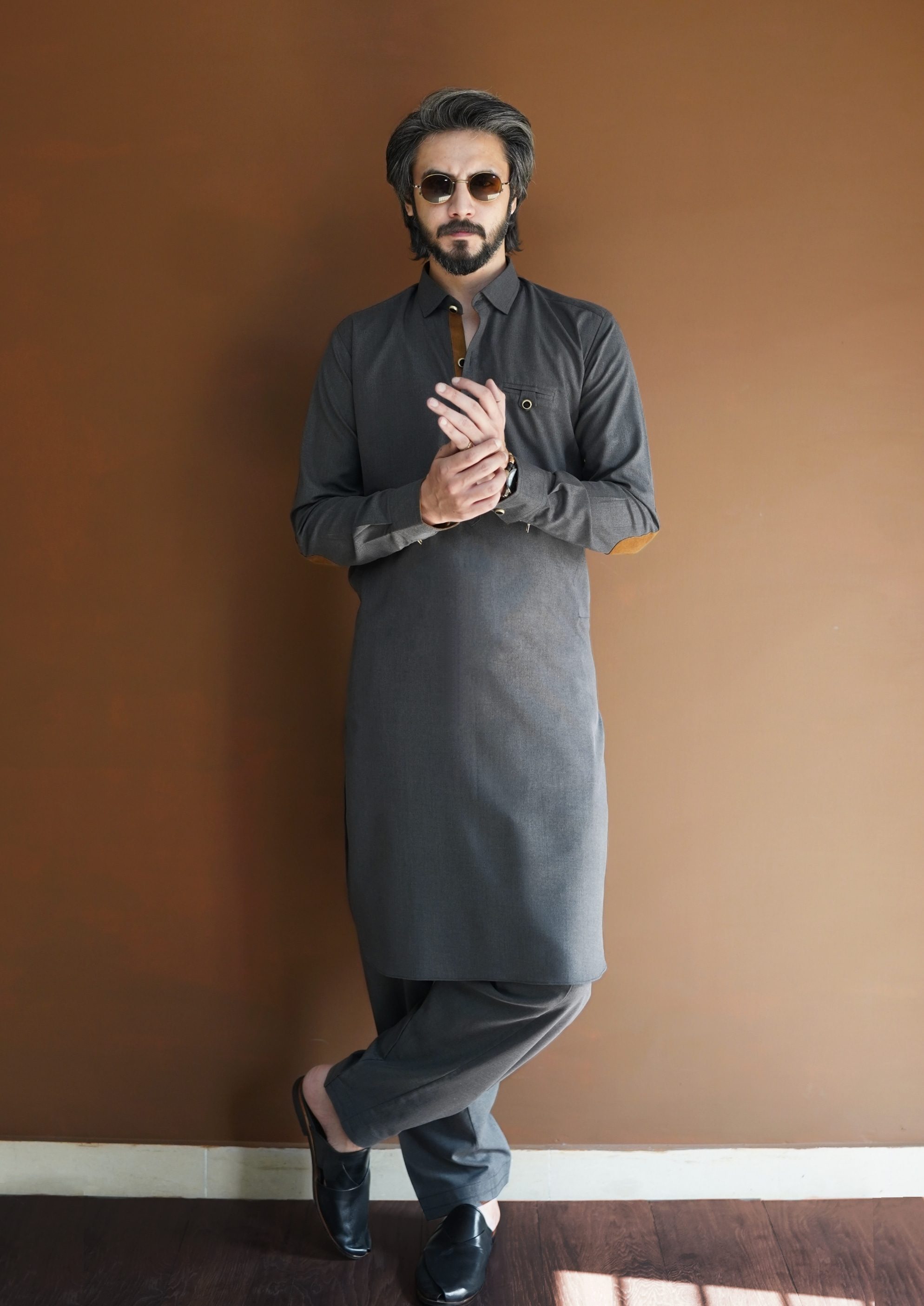 Malaysian Gray Kameez Shalwar