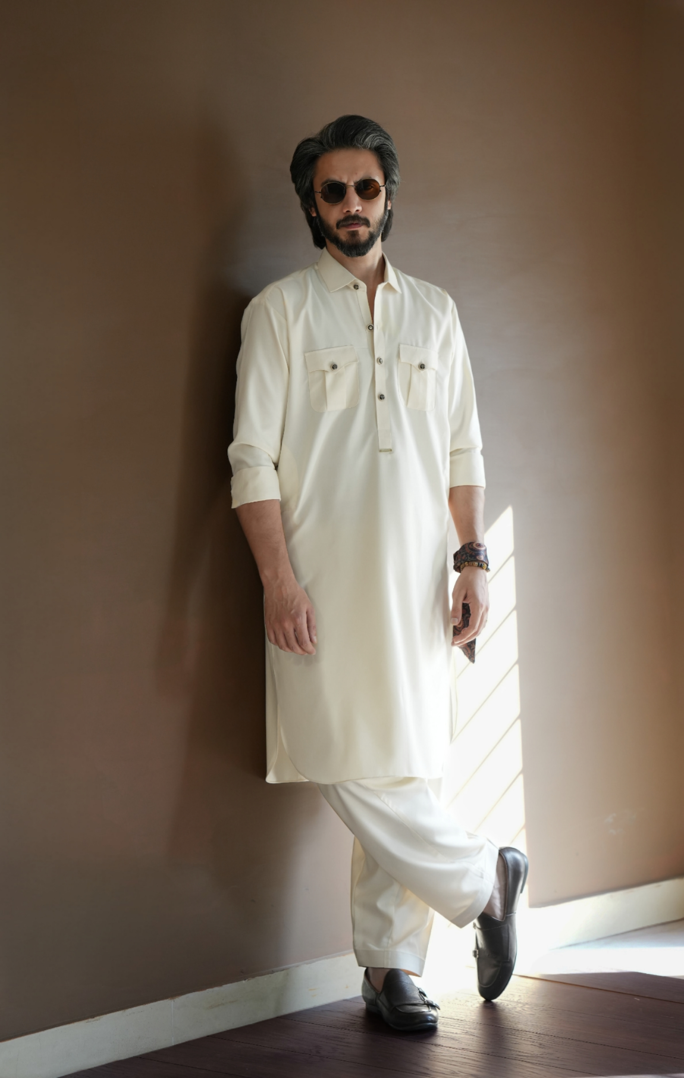 Pastel Cream Kameez Shalwar